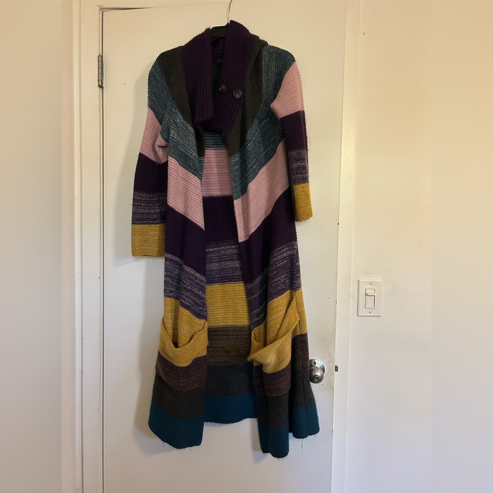 Theory Colorful Striped Cardigan sz L - Picture 5 of 9
